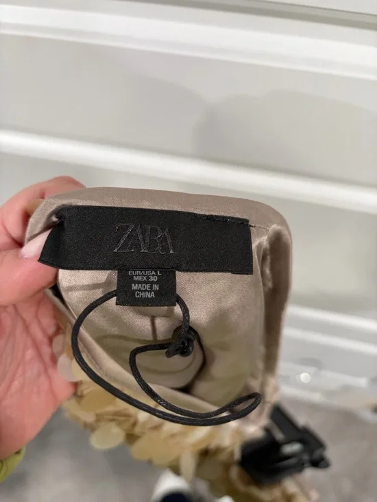 Zara Satin Mini Skirt with Champagne Sequins - Picture 4 of 4